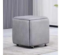 Tabouret cube gigogne 5 en 1 avec roulettes pivotantes, siège empilable en cuir synthétique pour salon et salle à manger, repose-pieds mobile et fauteuil de coiffeuse (35,6 x 35,6 x 38,1 cm, cuir7)