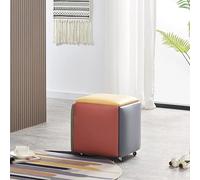 Tabouret cube gigogne 5 en 1 - Chaise pliante empilable avec roulettes et repose-pieds - Siège polyvalent en cuir synthétique pour salon et salle à manger - 35 x 35 x 35 cm