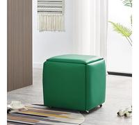 Tabouret cube gigogne 5 en 1 - Ottomane empilable avec repose-pieds pliable et roulettes - Siège polyvalent en cuir synthétique pour salon et salle à manger 45 x 45 x 45 cm