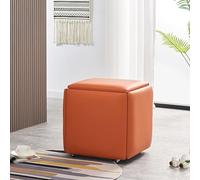 Tabouret cube gigogne 5 en 1 - Ottomane pliable empilable avec roulettes - Ensemble de meubles polyvalents pour salon et salle à manger - Siège en similicuir 45 x 45 x 45 cm