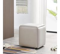 Tabouret cube gigogne 5 en 1 - Ottomane pliable empilable avec roulettes siège polyvalent en cuir synthétique pour salon et salle à manger 45 x 45 x 45 cm