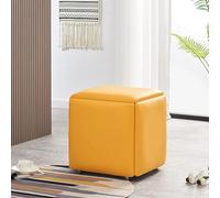 Tabouret cube gigogne 5 en 1 - Ottomane pliable empilable avec roulettes - Siège polyvalent en cuir synthétique pour salon et salle à manger - 35 x 35 x 35 cm