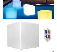 Tabouret cube lumineux LED 30 cm - Couleur de lumière réglable - 16 couleurs RVB - Changement de couleur - Pour l'extérieur