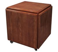 Tabouret cube magique 5 en 1 en bois de pin avec roulettes pivotantes, pouf multifonction pour le salon, couleur châtaignier, design peu encombrant (38 x 38 x 40 cm)