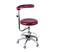 Tabouret d’Assistant Dentaire Rotation 360 ° Accoudoir Chaise de Dessin en Cuir PU Tabouret réglable en Hauteur pour Bureau Clinique Salon Dentiste Magasin Laboratoire, Rouge