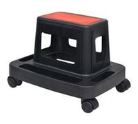 Tabouret d atelier roulant avec rangement 150 kg Noir et rouge G
