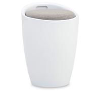 IDIMEX Tabouret Daniel Pouf Rond Coffre de Rangement Panier à Linge siège avec Assise rembourrée, en Plastique et revêtement synthétique, Blanc et Gris