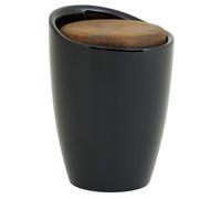 IDIMEX Tabouret Daniel Pouf Rond avec Rangement, Panier à Linge avec Assise rembourrée, Structure en Plastique Noir et revêtement en Tissu Microfibre Brun Vintage
