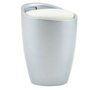 IDIMEX Tabouret Daniel Pouf Rond Coffre de Rangement Panier à Linge siège avec Assise rembourrée, Structure en Plastique Gris et revêtement synthétique Blanc