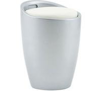 IDIMEX Tabouret Daniel Pouf Rond Coffre de Rangement Panier à Linge siège avec Assise rembourrée, Structure en Plastique Gris et revêtement synthétique Blanc