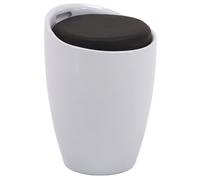 IDIMEX Tabouret Daniel Pouf Rond Coffre de Rangement Panier à Linge siège avec Assise rembourrée, Structure en Plastique Blanc et revêtement synthétique Noir