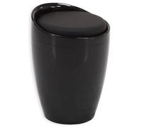 IDIMEX Tabouret Daniel Pouf Rond Coffre de Rangement Panier à Linge siège avec Assise rembourrée, Structure en Plastique Noir et revêtement synthétique Noir