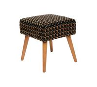- Tabouret d'appoint en tissu jacquard CHIARA - Noir - Chiara