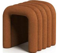 Tabouret D'Appoint Incurvé Wave - Repose-Pieds et Table D'Appoint en Tissu Peluche - Banc à Chaussures AntidéRapant pour EntréE, Salle de Bain et Coin Maquillage(Brown)