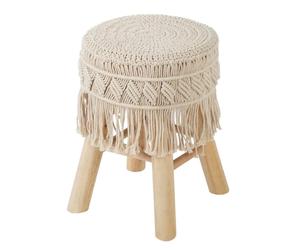 Tabouret d'appoint macramé beige
