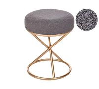 Tabouret d'Appoint Moderne en Bouclé Pieds en Métal Dorés Gris Presho