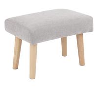 Tabouret d'Appoint Moderne Rétro en Tissu Tapissé Gris Clair et Pieds en Bois Ta