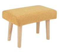 Tabouret d'Appoint Moderne Rétro en Tissu Tapissé Jaune et Pieds en Bois