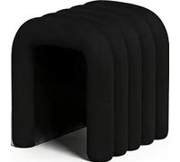Tabouret D'Appoint pour Salon, éLéGant Tabouret en Polaire en Forme de U, Assise RembourréE Confortable, IdéAl pour la Chambre Ou Le Bureau à Domicile(Black)