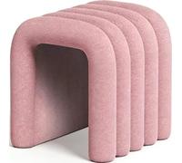 Tabouret D'Appoint pour Salon, éLéGant Tabouret en Polaire en Forme de U, Assise RembourréE Confortable, IdéAl pour la Chambre Ou Le Bureau à Domicile(Pink)