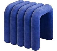 Tabouret D'Appoint pour Salon, éLéGant Tabouret en Polaire en Forme de U, Assise RembourréE Confortable, IdéAl pour la Chambre Ou Le Bureau à Domicile(Blue)