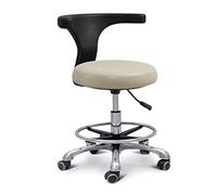 Tabouret d'assistant dentaire professionnel avec rotation à 360 ° réglable en hauteur et accoudoir pour le confort de bureau du dentiste