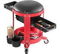 Tabouret d'atelier à roulettes VEVOR (capacité de charge 136 kg), siège à roulettes rembourré à hauteur fixe avec rangement pour outils, pour atelier de garage Réparation automobile