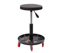 Tabouret d'atelier avec 5 roues - Chaise d'atelier - Hauteur réglable et rotative - Tabouret à roulettes pour atelier - Étagère pour outils et vis - Tabouret pivotant, tabouret de travail