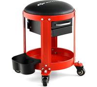 Tabouret d'atelier COSTWAY, charge max. 150 kg, siège d'atelier avec 2 tiroirs & porte-boîtes & tablette & siège amovible, tabouret de travail à roulettes, tabouret de garage Tabouret de montage Tabou