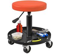 Tabouret d'atelier - HOMCOM - 5 roulettes - hauteur réglable 38-50 cm - avec plateau à outils - charge max 135 kg - orange