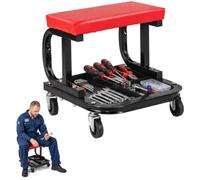 Tabouret d'atelier mobile avec roues à 360° - Chaise d'atelier avec surface de rangement pour outils - Tabouret roulant avec cadre en métal - Assise souple - Charge maximale : 150 kg - Tabouret de