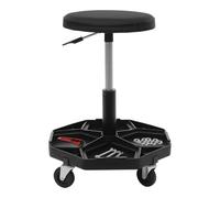 Tabouret d'atelier réglable en hauteur avec roulettes et étagère à outils, charge maximale : 150 kg, pour garages, magasins, salons, ateliers (noir)