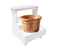 Tabouret de bain de pieds, avec roulettes et frein, pour manucure, repos, repose-pieds, pédicure, capacité de charge de 20 kg, chariot de bain de pieds, 52 x 41 x 55 cm, blanc rose, pour massage des
