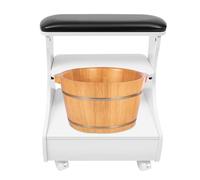 Tabouret de bain de pieds avec roulettes, tabouret mobile de pédicure, avec étagère et tiroir, capacité de charge de 20 kg, repose-pieds pour salon de manucure, bain de pieds et soins des pieds (blanc