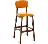 Tabouret de Bar à Hauteur de comptoir, tabourets de Bar à Hauteur de comptoir en Cuir PU avec Dos Repose-Pieds, chaises de Bar à Petit-déjeuner des Cuisines, Cadre en Bois, 300 Livres (Orange, 71 cm