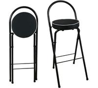 Tabouret de Bar à Petit-déjeuner Pliable 28 "Chaise Haute avec Support arrière et siège rembourré de Repose-Pied pour la Maison de Cuisine du Bureau powerfully