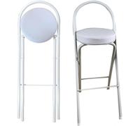 Tabouret de Bar à Petit-déjeuner Pliant avec Support arrière et Repose-Pieds 30 "Chaise Haute Rond siège rembourré Blanc idéal pour la Maison de Cuisine de Cuisine en Entreprise de fête