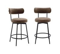 Tabouret de bar assise rotative métal et simili cuir 66cm (lot de 2)