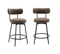 Tabouret de bar assise rotative métal et simili cuir 66cm (lot de 2) Iris