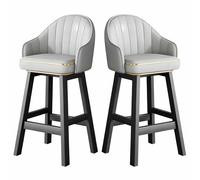 Tabouret de Bar avec Cadre en métal Noir, Coussin en Cuir PU Souple avec Dossier et Design imperméable, Tabouret d'entrée Multifonctionnel for Couloir, Cuisine, Bar, Maison, Lot de 2(Gray,65cm)