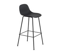 Tabouret De Bar Muuto Fibre m. Base Tube Et Dossier Noir H97,5 cm