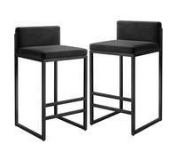 Tabouret de bar avec dossier et repose-pieds en métal noir, tabouret haut rembourré moderne, chaises de bar, salle à manger, tabouret haut for petit-déjeuner, comptoir, bistro (2 pièces)(Black,75cm(29