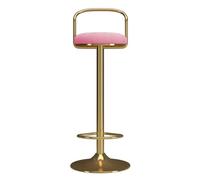 Tabouret de Bar avec Pattes en Fer doré, Tabouret de Bar pivotant avec Repose-Pied et Base, Coussins de Flanelle Ronds pour Cuisine, pub, café, Max. Chargez 440 LB Pink,65-80cm