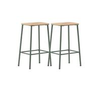 AltoBuy Lot de 2 tabourets de Bar H65cm en Bois Naturel Pied en métal Aigue-Marine - Bahia