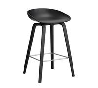 Tabouret de bar basse AAS 32 2.0 chêne laqué noir water-based lacquered oak base/footrest stainless steel
