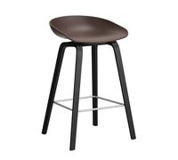 Tabouret de bar basse AAS 32 2.0 chêne laqué noir water-based lacquered oak base/footrest stainless steel