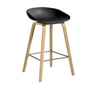 Tabouret de bar basse AAS 32 2.0 chêne laqué water-based lacquered oak base/footrest stainless steel