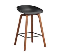 Tabouret de bar basse AAS 32 2.0 noyer laqué water-based lacquered walnut base/footrest black steel