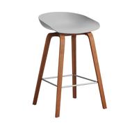 Tabouret de bar basse AAS 32 2.0 noyer laqué water-based lacquered walnut base/footrest stainless steel