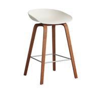 Tabouret de bar basse AAS 32 2.0 noyer laqué water-based lacquered walnut base/footrest stainless steel